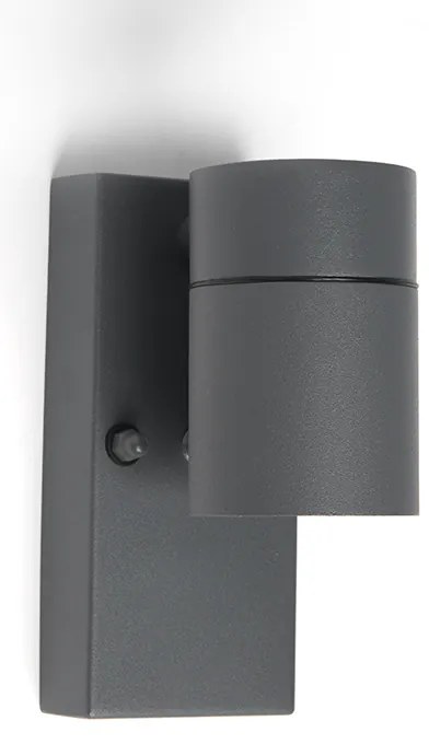 Външна стенна лампа антрацит IP44 със сензор за здрач - Solo
