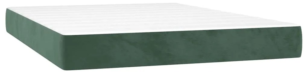 4016585 vidaXL Матрак за легло с покет пружини средна твърдост тъмнозелен 140x210x20 см кадифе