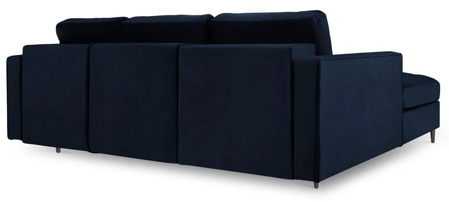 Ъглов разтегателен диван от синьо кадифе , ляв ъгъл Santo - Milo Casa