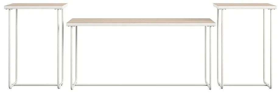 Бели/естествени конзолни маси в комплект 3 бр. с ясенов плот 50x100 cm Dante – Støraa
