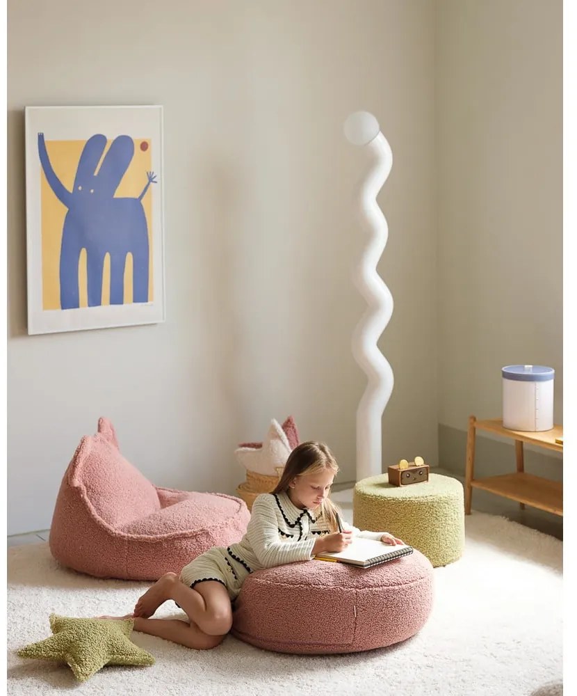 Розов детски пуф от букле Round – Wigiwama