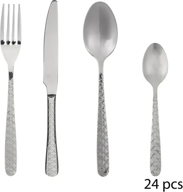 Комплект прибори Secret de Gourmet Flora, Инокс, 24 части