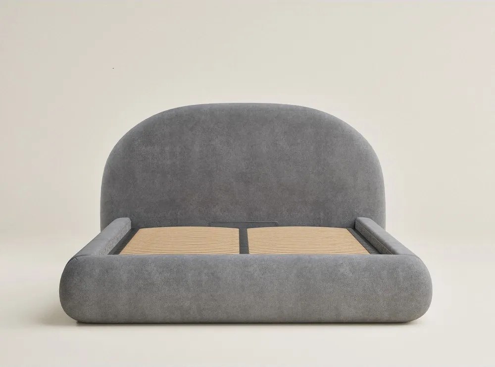 Сиво двойно легло 140x200 cm тапицирано с място за съхранение с включена подматрачна рамка Maumere – Maison de Rêve