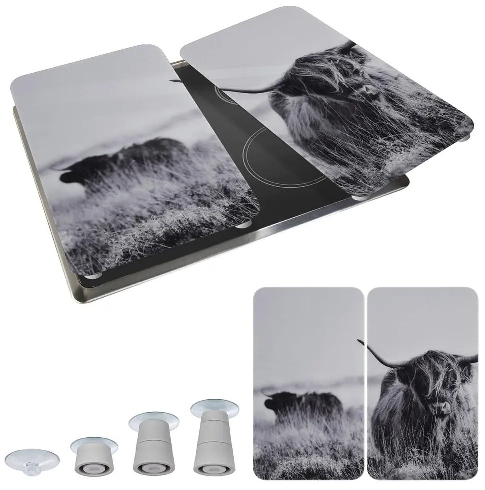 Капаци за печка от закалено стъкло 2 бр. 30x52 cm Universal Highland Cattle – Wenko