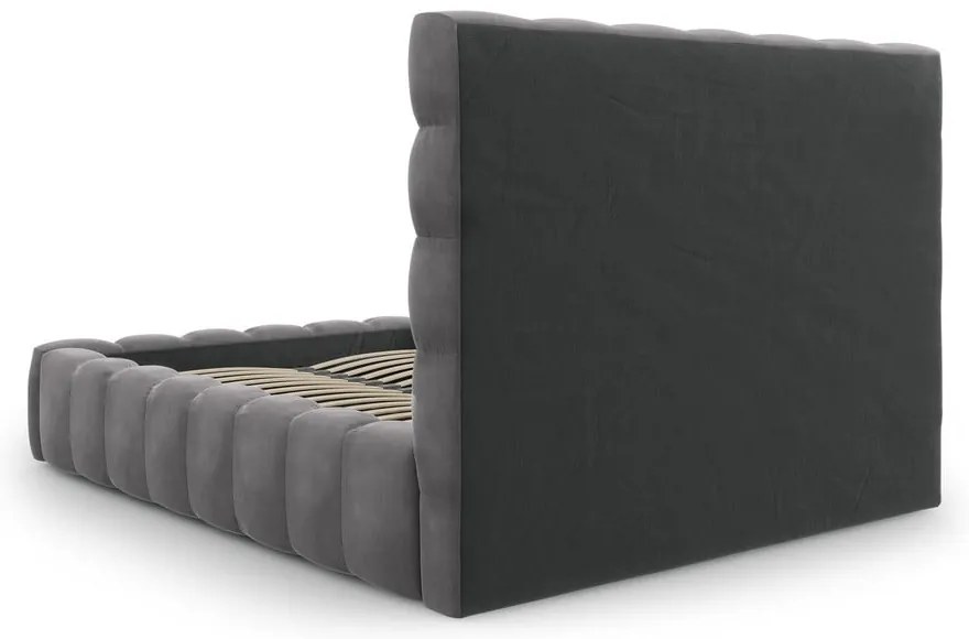 Сиво тапицирано двойно легло с място за съхранение и решетка 160x200 cm Bali - Cosmopolitan Design