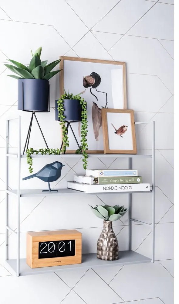 Сив метален стенен рафт , 60 x 60 cm Level - PT LIVING