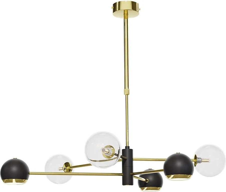 Jupiter 1967-Полилей на стъбло MOKA 3xGU10/10W/230V + 3xG9/10W/230V златист/черен/прозрачен