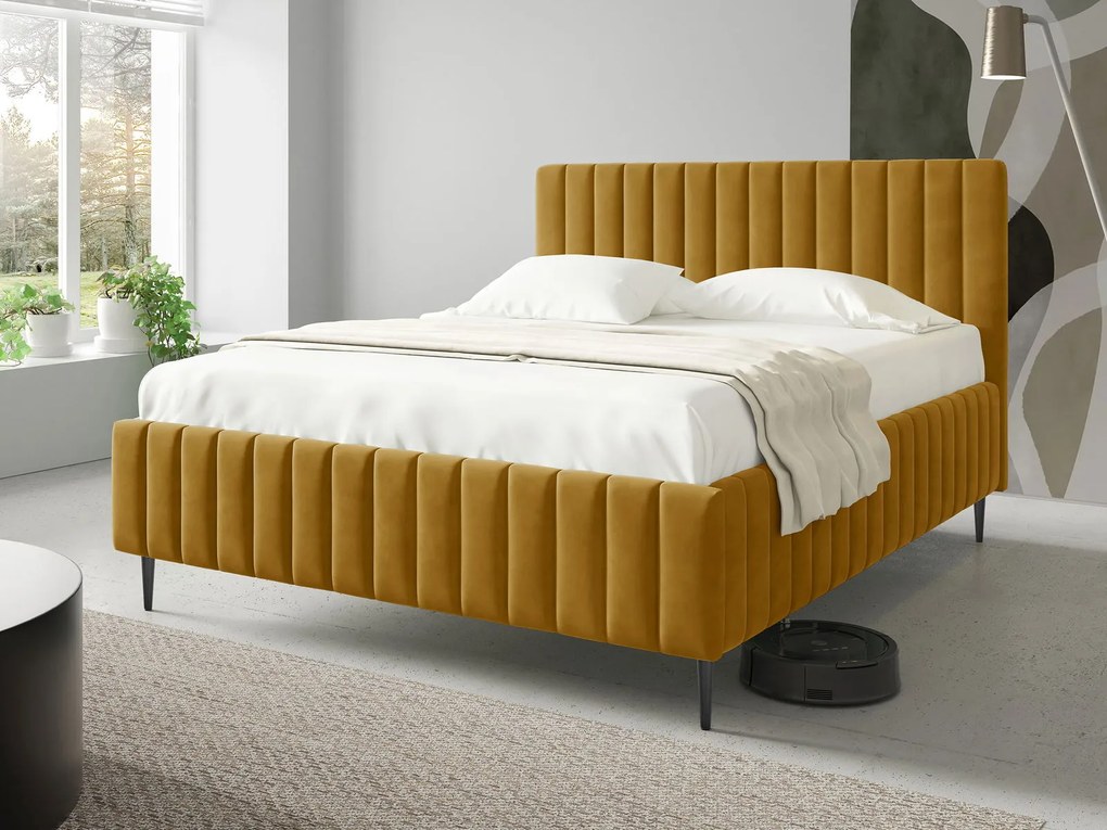 Тапицирано легло Lewezo-Мустард-140 x 200