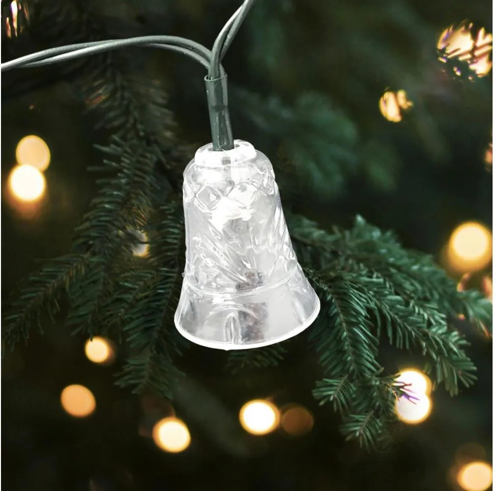 Vъншна LED гирлянда 20xLED/2xAA 2,2 m IP44 многоцветни звънчета