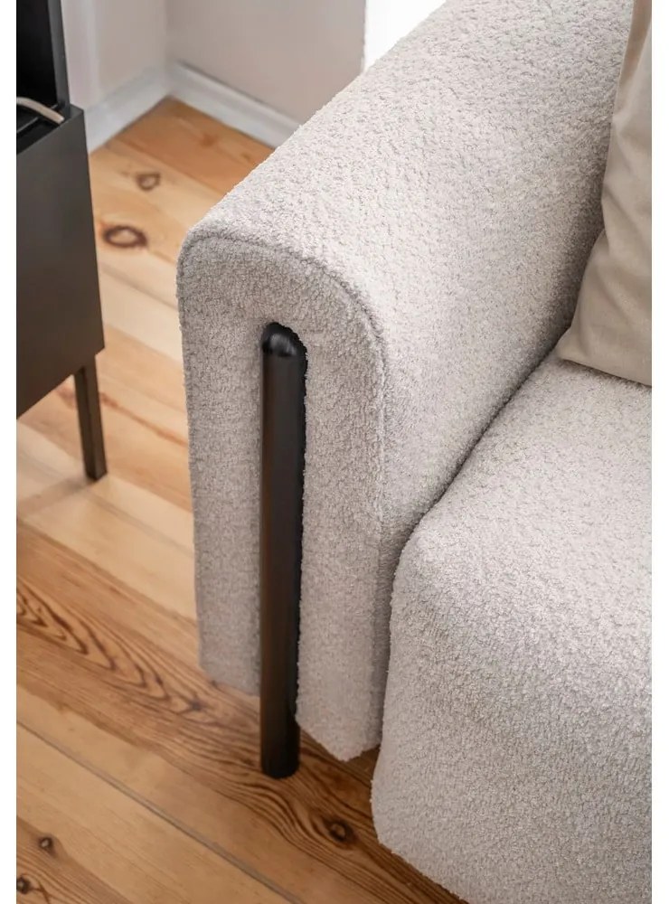 Бежов сгъваем/с място за съхранение диван от прежда с примки от букле 244 cm Arcadova – ELTAP