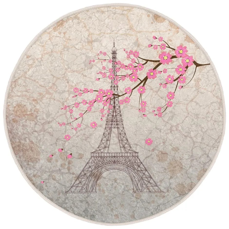 Светлорозов кръгъл килим подходящ за пране и за прахосмукачки роботи ø 120 cm Comfort – Mila Home