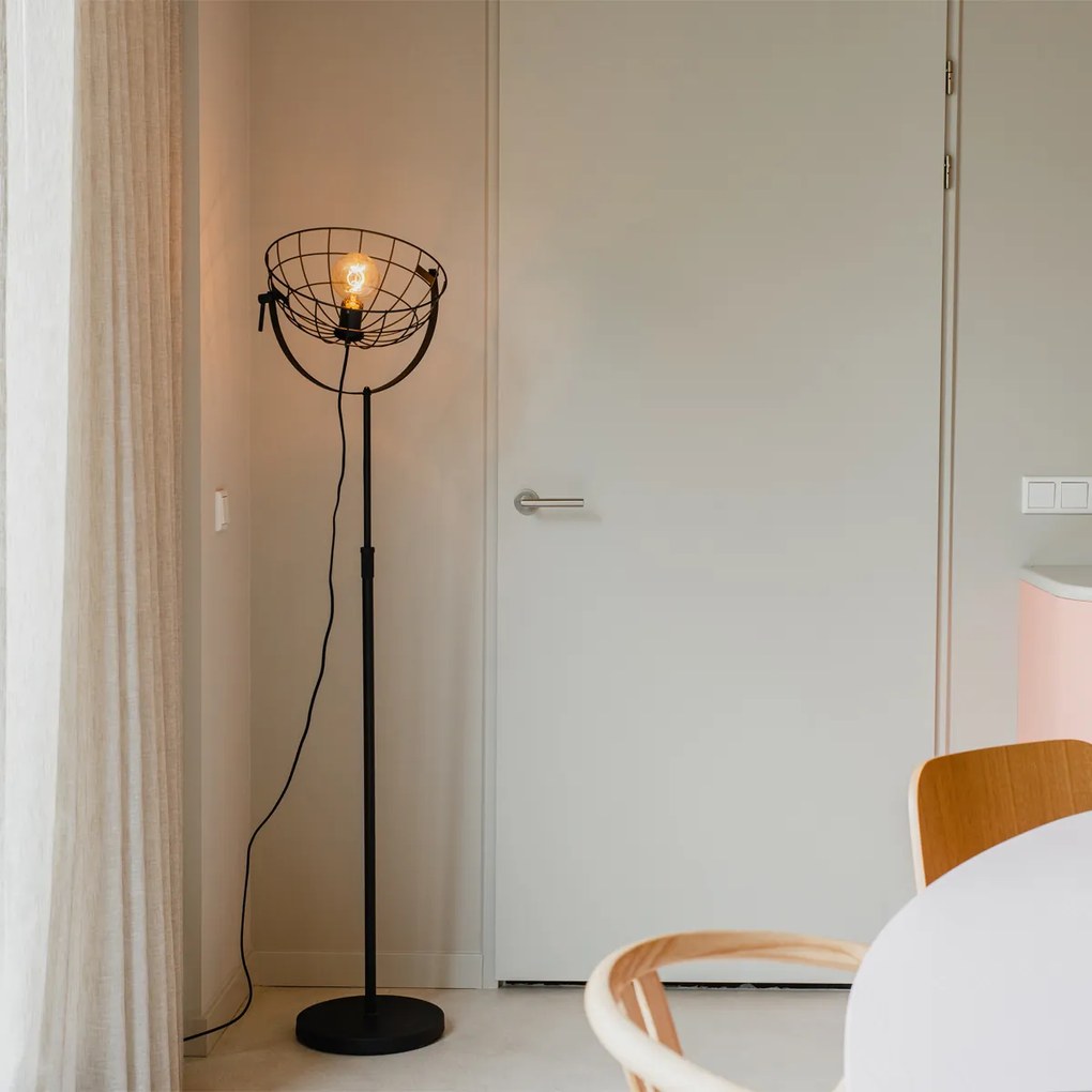 Индустриална подова лампа черна 35 см регулируема - Hanze