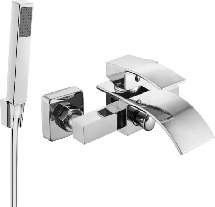 Mexen Aries R77 стенен смесител за вана с душ комплект, хром - 74483R77-00