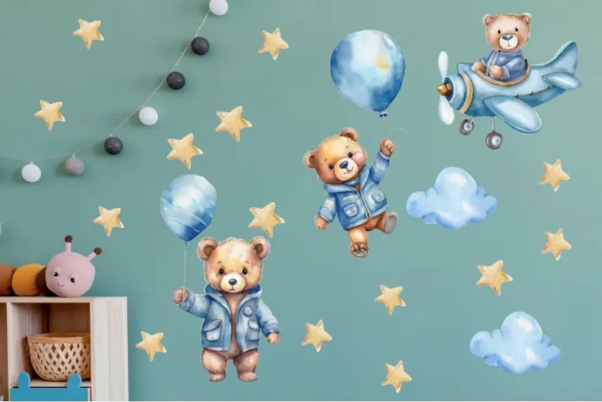 Вълшебни светещи стикери за деца - сини мечета Šírka: 60 cm | Dĺžka: 120 cm