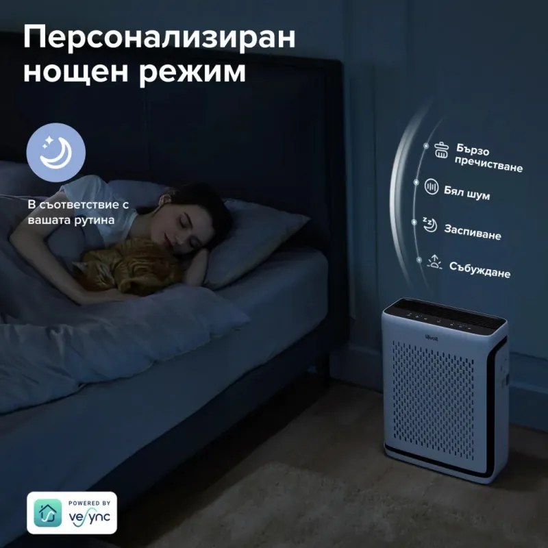 Пречиствател за въздух Levoit Vital 100S, 52 м2, Smart функции, Wi-Fi, Съвместим с Google Assistant и Amazon Alexa, Тиха работа, Таймер, Безвреден за животни, Бял