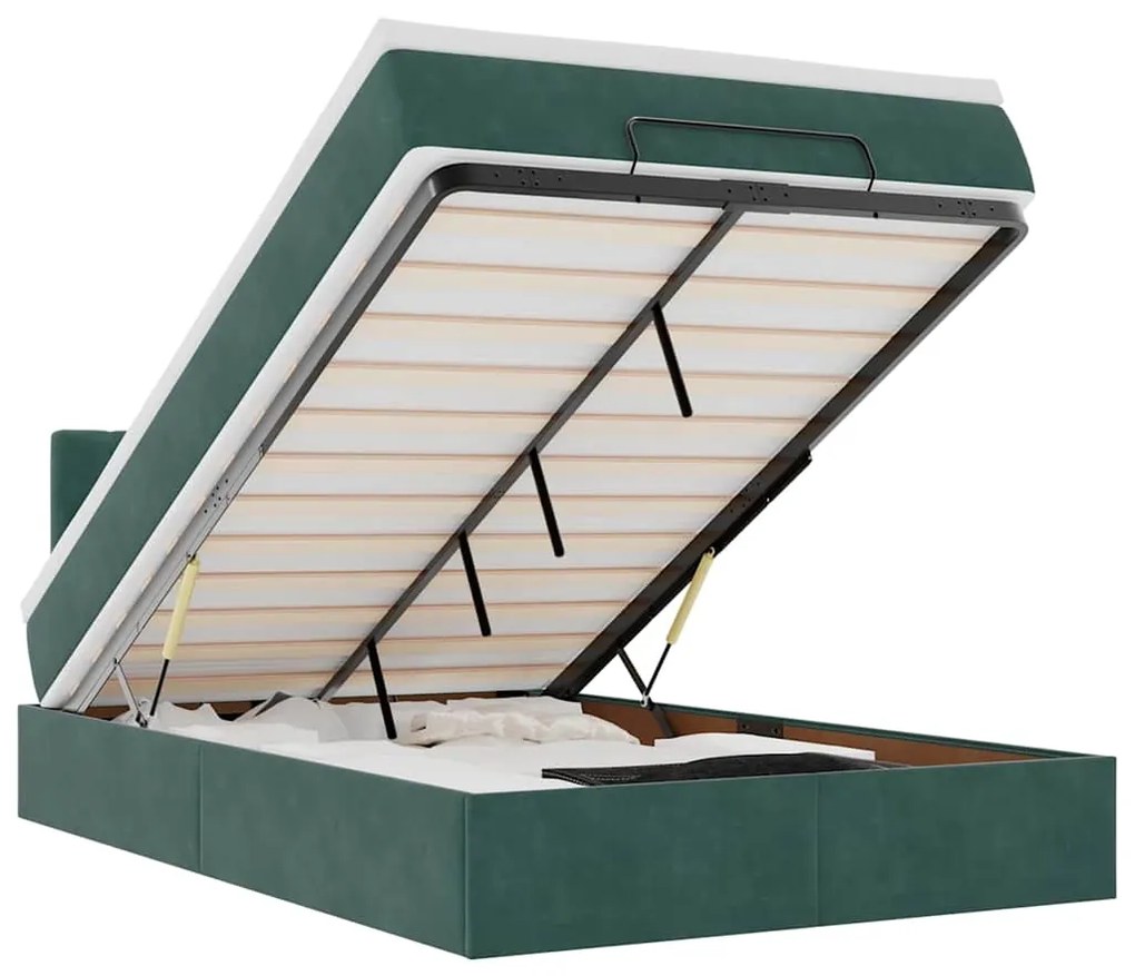 3311840 vidaXL Османска легло с матрак, тъмнозелено, 120x200 см, кадифе