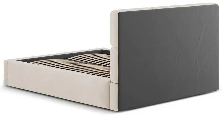 Бежово двойно легло 180x200 cm тапицирано с място за съхранение с включена подматрачна рамка Libera – Windsor &amp; Co Sofas