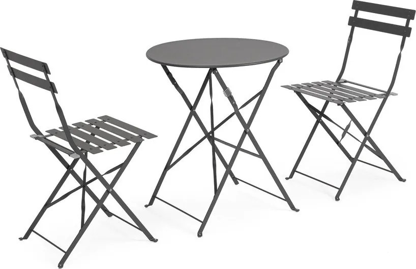 Антрацитен стоманен градински комплект за хранене за 2 Austin – Bizzotto