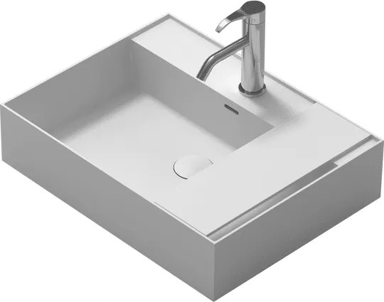 Мивка за баня ICB 6016W, монтаж върху плот, твърда повърхност, бял мат, 60x46x16см