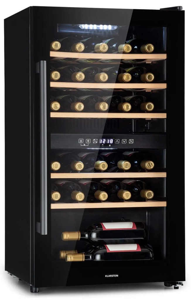 Klarstein Barossa 29 Duo, охладител за вино, 29 бутилки, 80 литра, 2 зони, управление с бутон