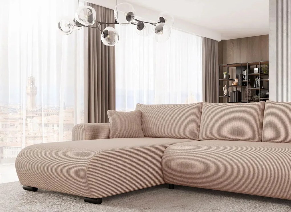 Ъглов диван Merkos I-Светло кафяво