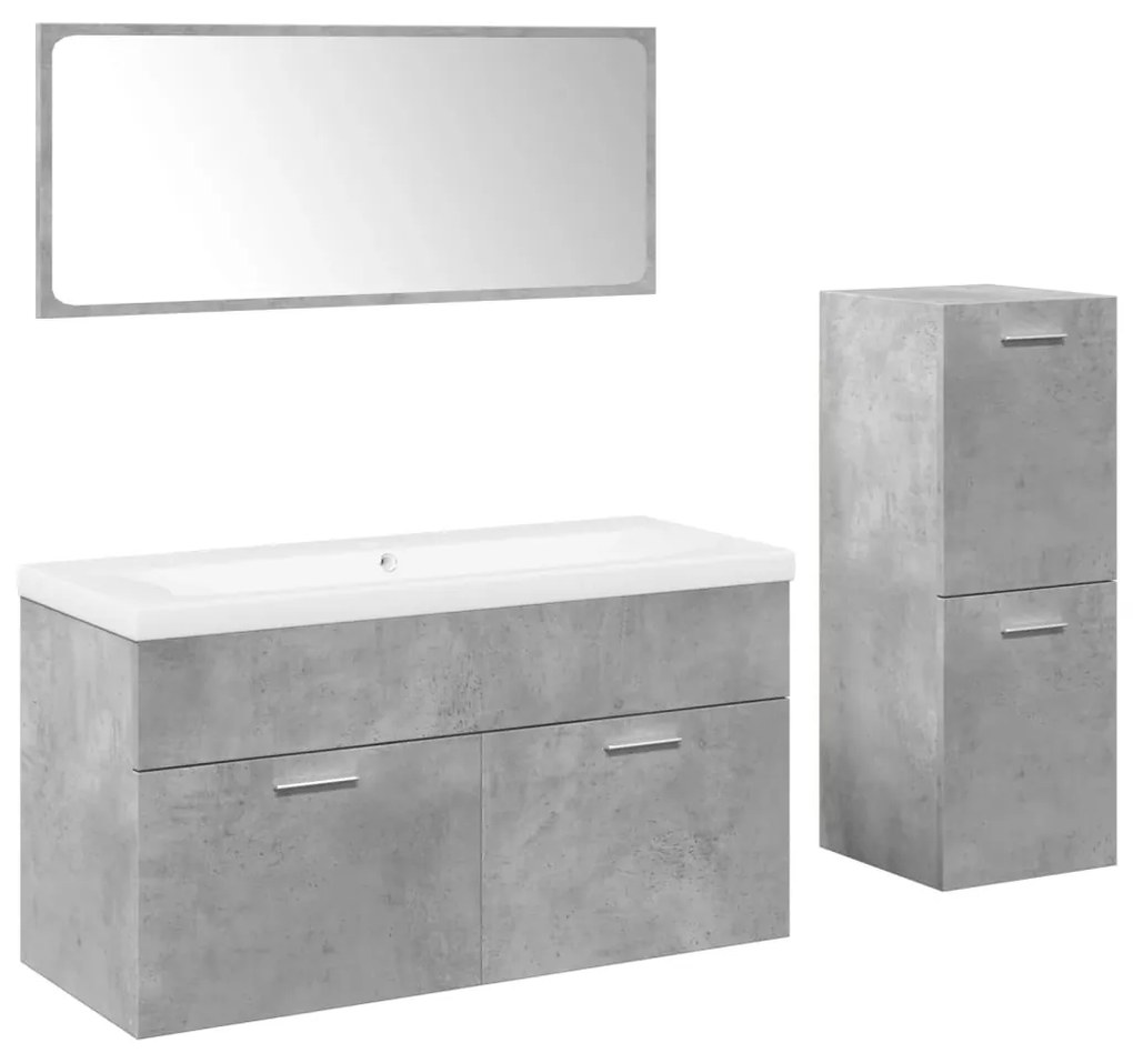 3324884 vidaXL Комплект мебели за баня от 4 части бетонно сив инженерно дърво