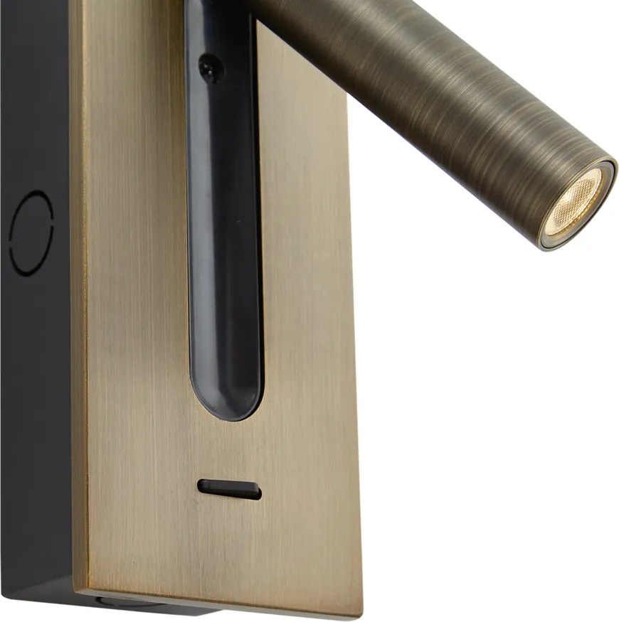 Комплект от 2 модерни стенни лампи тъмен бронз с LED - Plaza