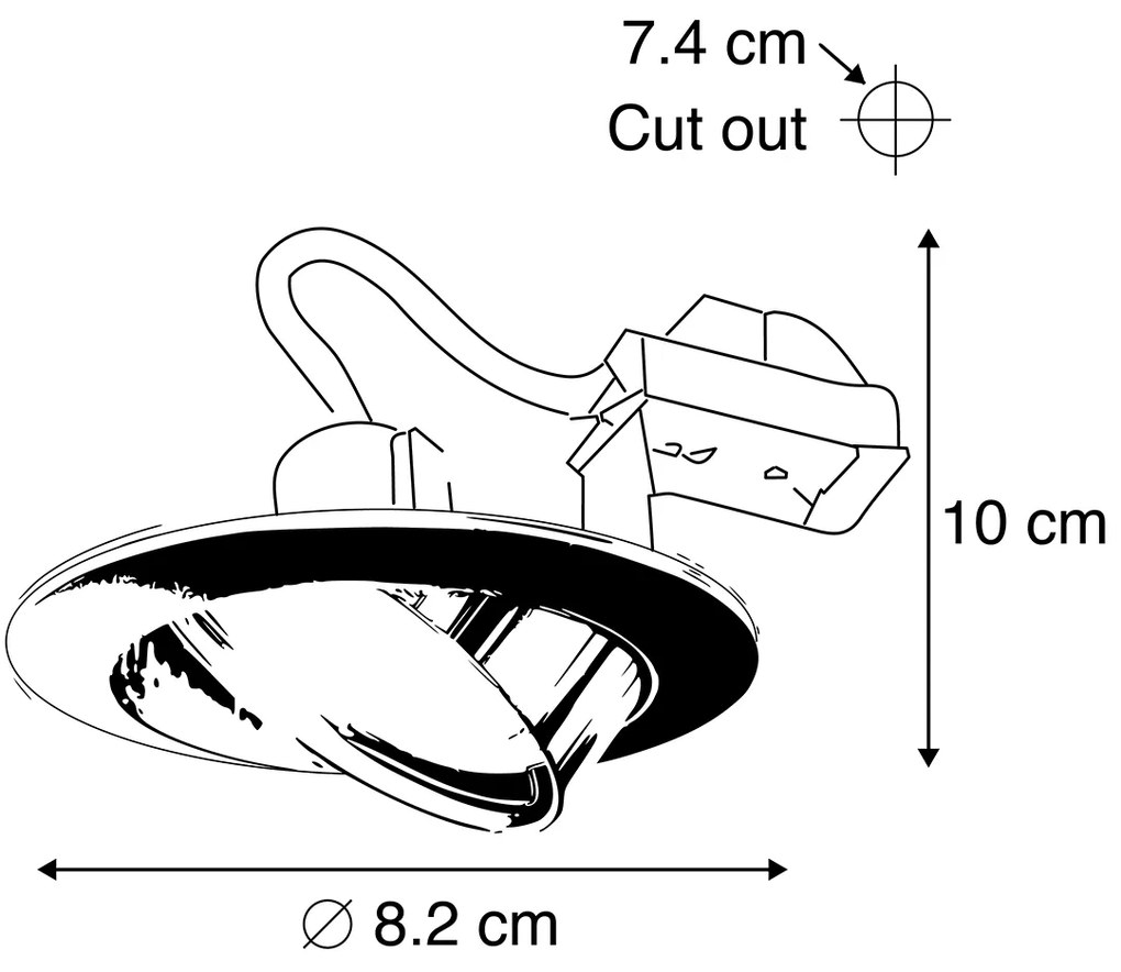 Комплект от 6 модерни вградени прожектори черни накланящи се - Edu