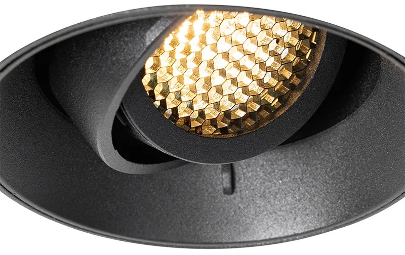 Комплект от 6 модерни вградени спота черни GU10 кръгли без рамки - Oneon Honey