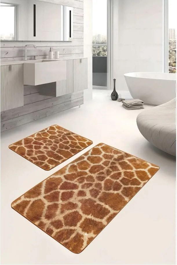Кафяви кадифени килими за баня в комплект от 2 бр. 60x100 cm – Mila Home