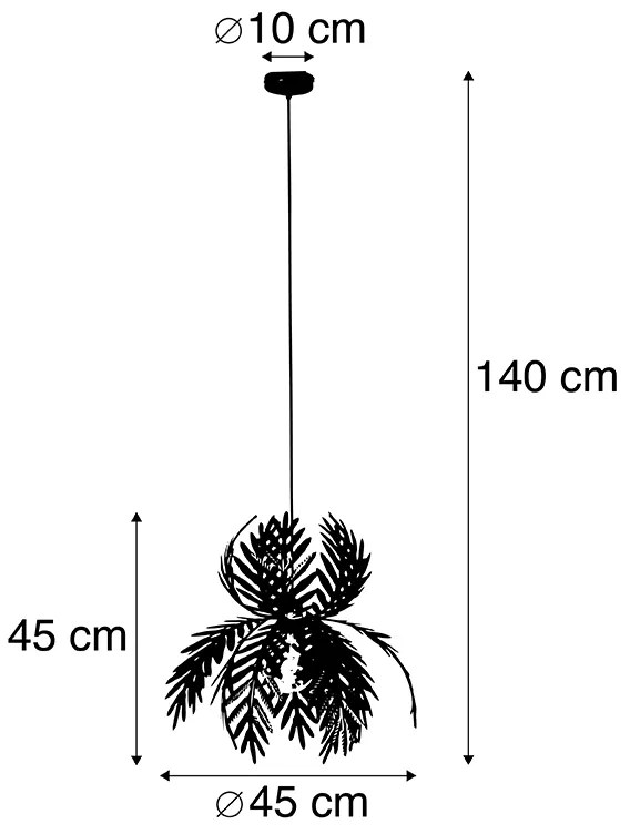Винтидж висяща лампа златни пера - Botanica