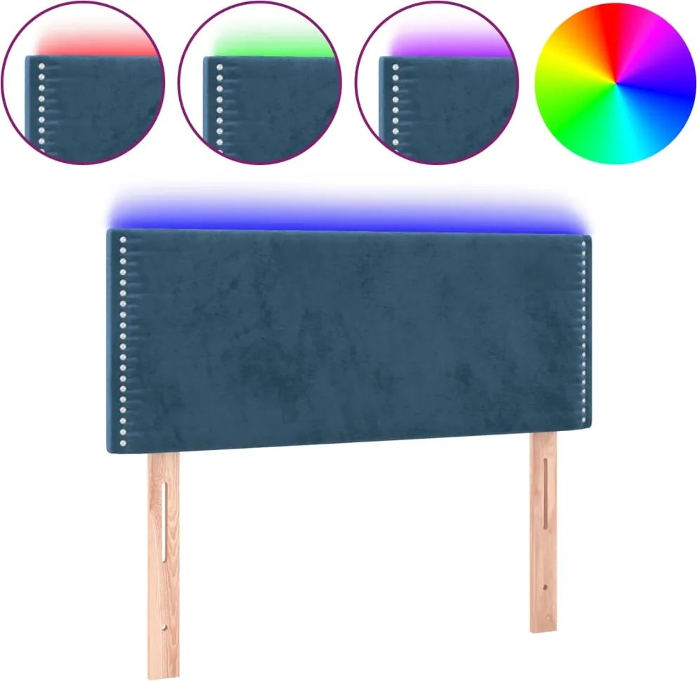 3121518 vidaXL LED горна табла за легло, тъмносиня, 100x5x78/88 см, кадифе