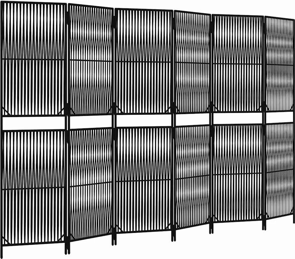365384 vidaXL Параван за стая, 6 панела, черен, полиратан