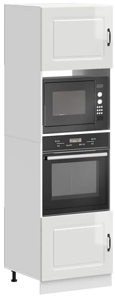 3315033 vidaXL Шкафове за фурна 2 бр Lucca, бял гланц, инженерно дърво