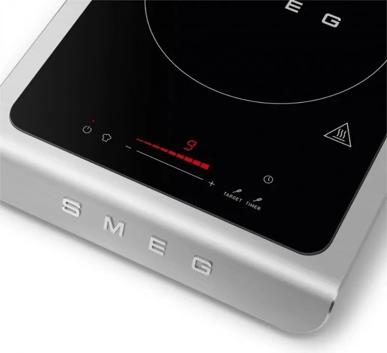 Преносим индукционен котлон Smeg PIC01EGMEU, 2100 W, Керамично стъкло, Таймер, LED дисплей, Изумрудено зелено
