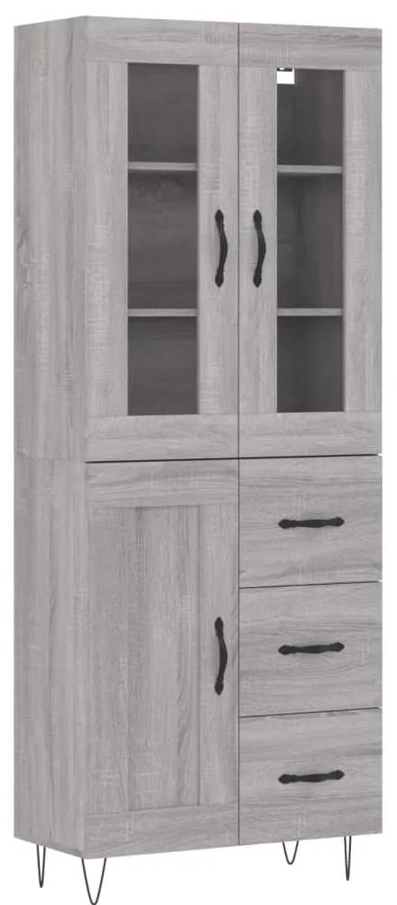 3198695 vidaXL Висок шкаф, сив сонома, 69,5x34x180 см, инженерно дърво