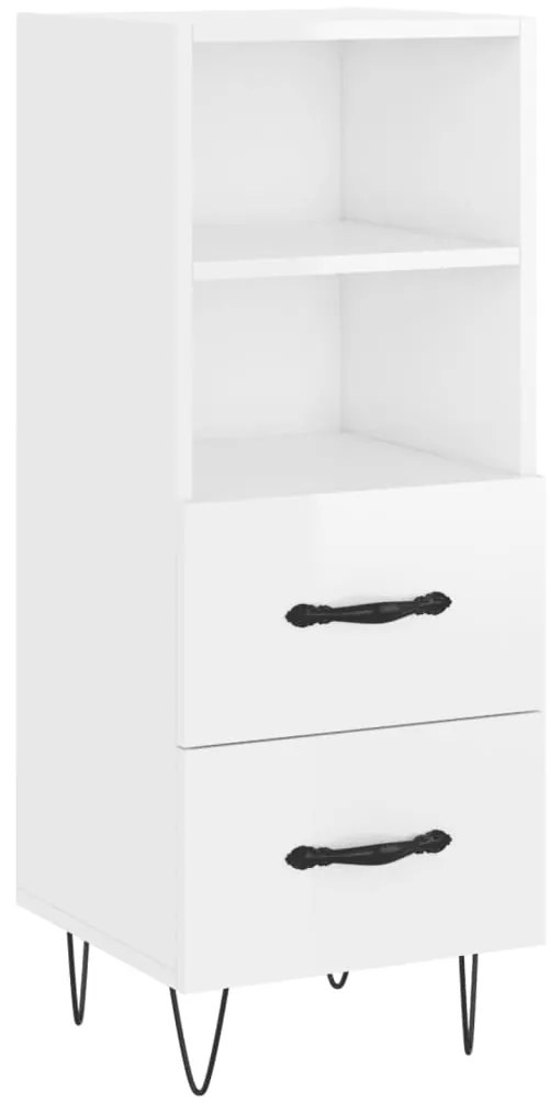 828662 vidaXL Сайдборд, бял гланц, 34,5x34x90 см, инженерно дърво