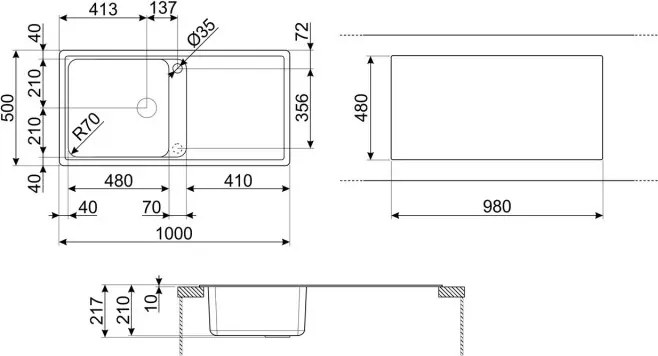 Кухненска мивка Smeg LZ150P, 100 см, Материал против надраскване, Лесен за почистване, Крем