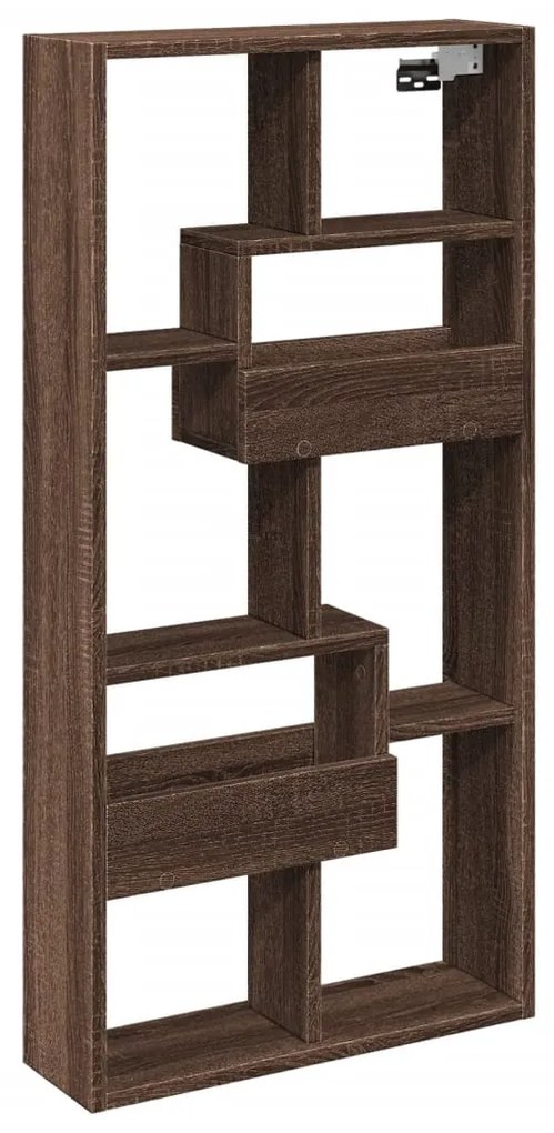 854559 vidaXL Стенен шкаф, кафяв дъб, 50x15x100 см, инженерно дърво