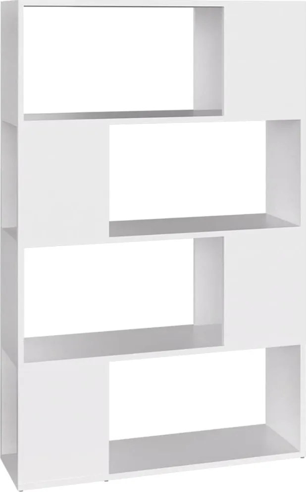 809134 vidaXL Библиотека, бяла, 80x24x124,5 см, инженерно дърво