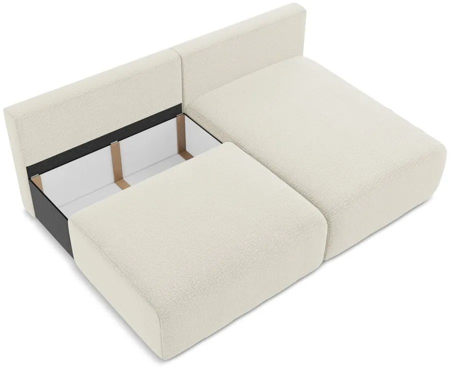 Кремав разтегателен ъглов диван с място за съхранение (десен ъгъл) Kalena – Makamii