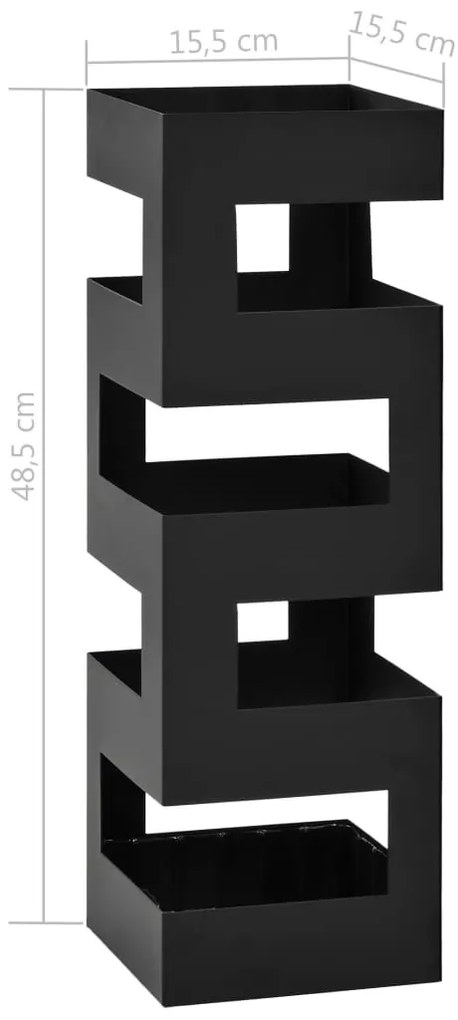 Поставка за чадъри "Тетрис", стомана, черна