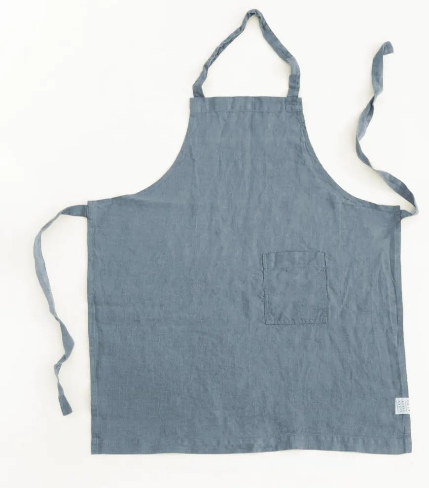 Детска синя ленена престилка Обикновена, 67 x 57 cm - Linen Tales