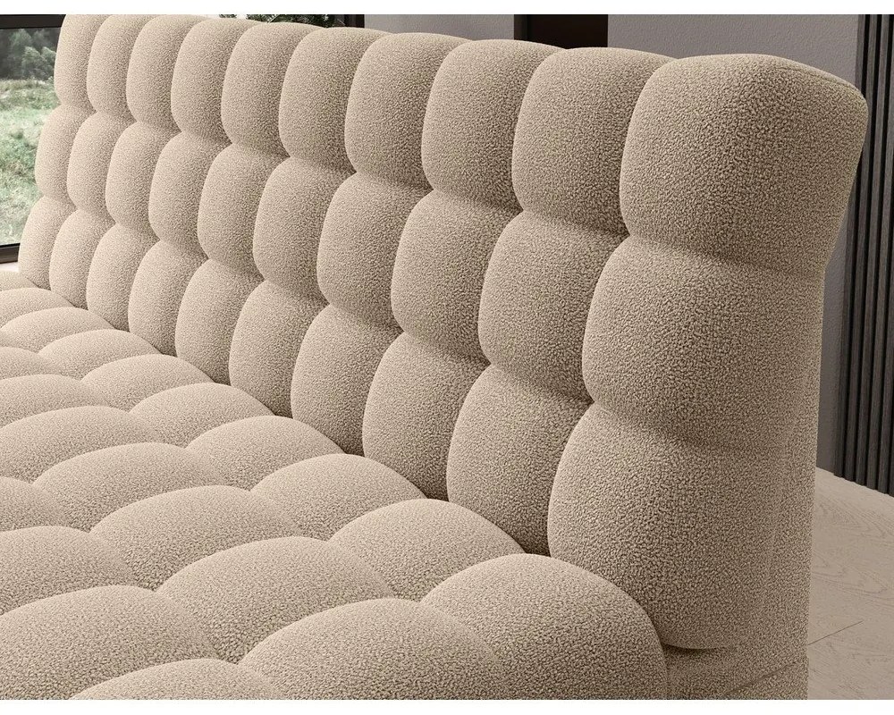 Бежов сгъваем/с място за съхранение диван от прежда с примки от букле 197 cm Clareta – ELTAP