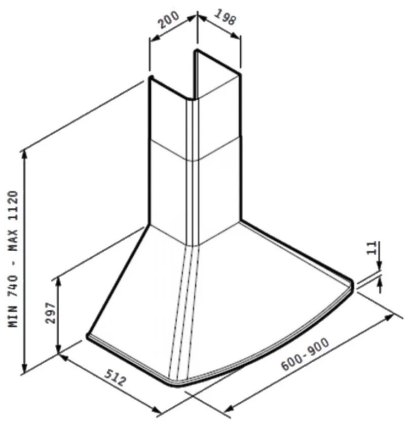 Кухненски аспиратор Pyramis овален комин класически-Дължина: 90cm