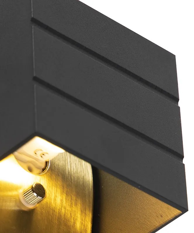 Дизайнерска стенна лампа черна и златна със светлинен ефект - Amy