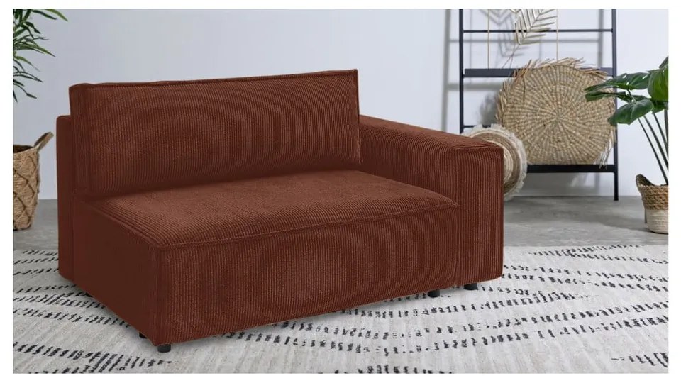 Модул за диван от велур в тухлен цвят, десен ъгъл Nihad modular - Bobochic Paris