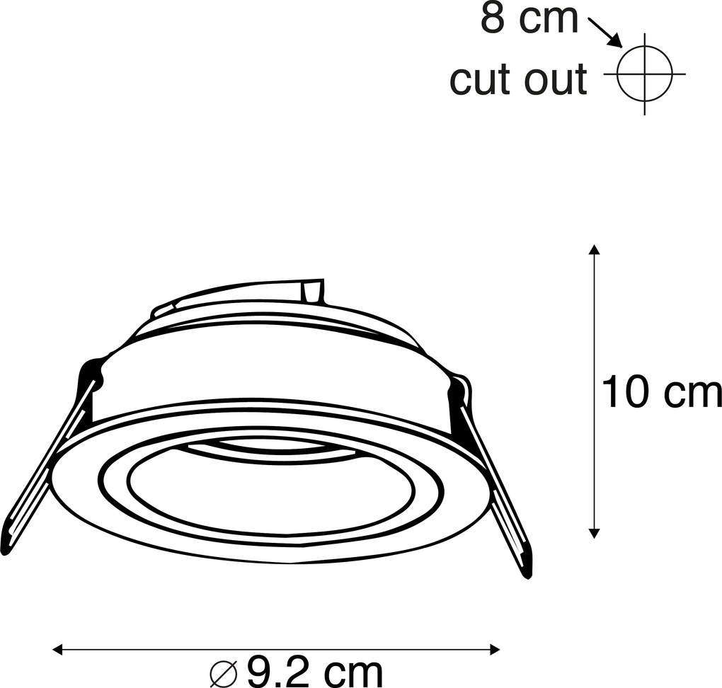 Интелигентен вграден прожектор черен кръг вкл. WiFi GU10 - Chuck