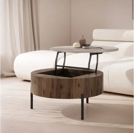 ФРИДА Бежово Таупе / Елегантен Орех – МОДЕРНА ХОЛНА МАСА С ПОВДИГАЩ ПЛОТ И СКРИТО ПРОСТРАНСТВО ЗА СЪХРАНЕНИЕ