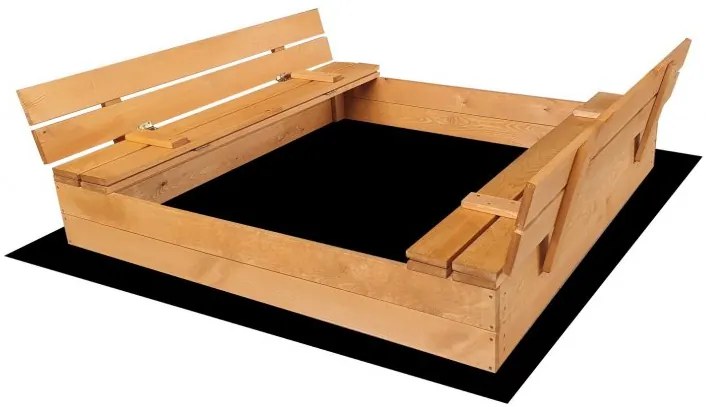Затварящ се пясъчник с пейки и покрив в сив цвят 120 x 120 cm